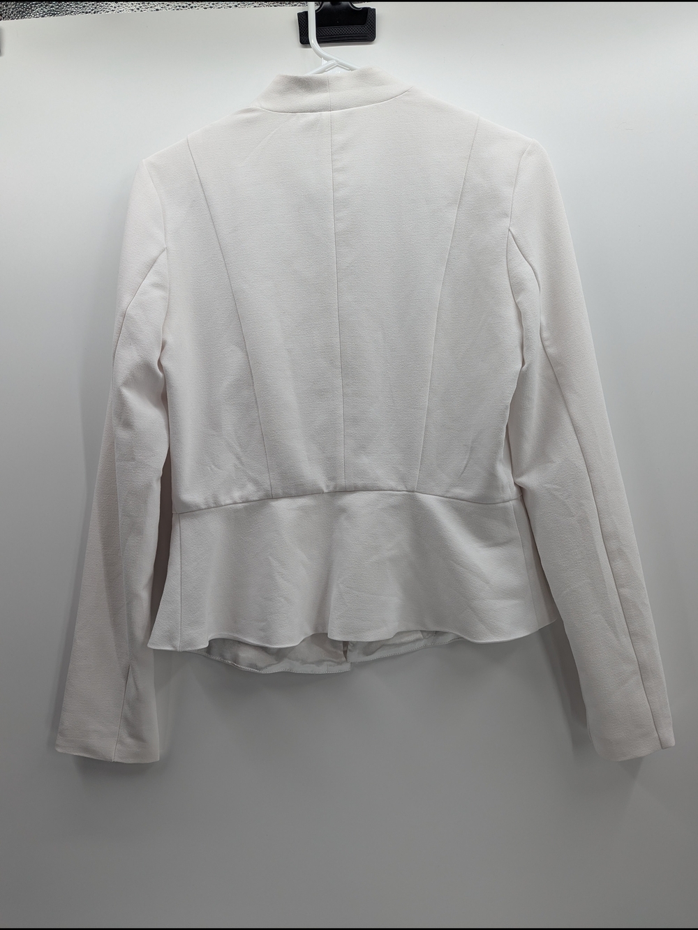 Guess Zip-Front Peplum Blazer Professional Small White Women's Career Workwear - Picture 2 of 9